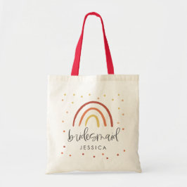 Boho Terracotta Rainbow Hand Lettered Bridesmaid Tygkasse