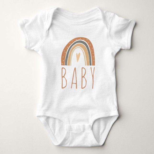 Boho Terracotta Rainbow Heart Baby Jumper T Shirt (Framsida)