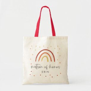 Boho Terracotta Rainbow Lettered Matron of Honor Tygkasse
