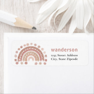 boho terracotta rainbow mysigt returadress etikett