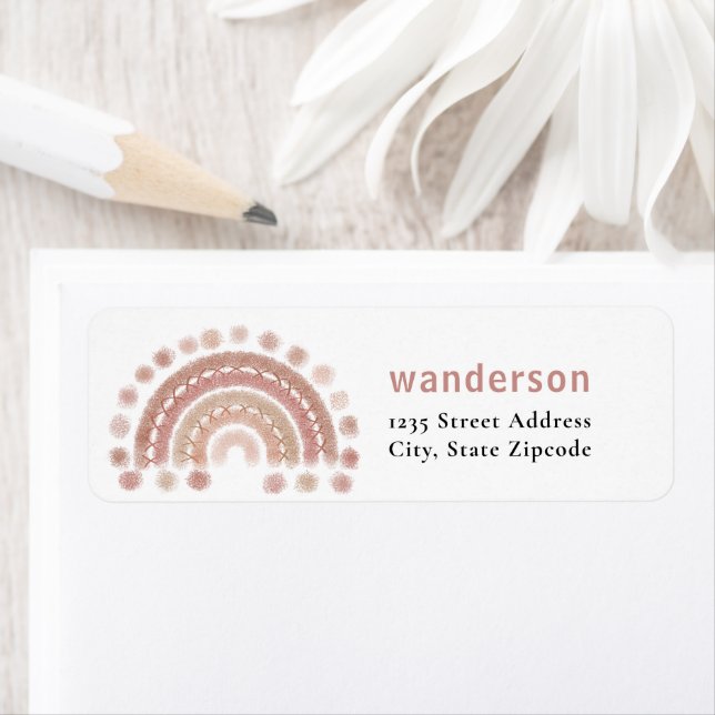 boho terracotta rainbow mysigt returadress etikett (Insitu)