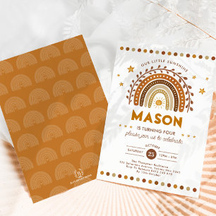 Boho Terracotta Rainbow Sunshine Birthday Inbjudningar