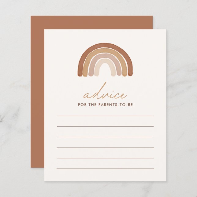 Boho Terracotta Regnbåge Baby Shower Råd (Fram/baksida)