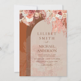 Boho Terracotta Ro Pampas Grass Blommigt Bröllop