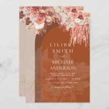 Boho Terracotta Ro Pampas Grass Blommigt Bröllop