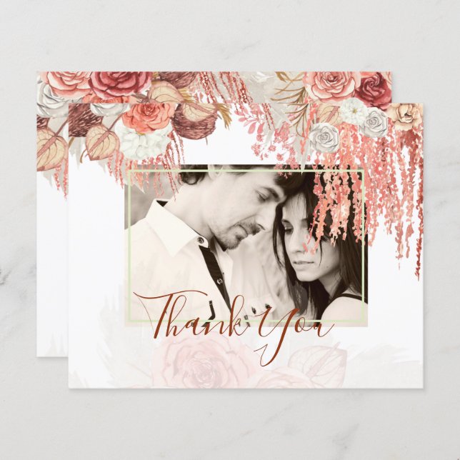 Boho Terracotta Ro Pampas Grass Blommigt Bröllop (Fram/baksida)