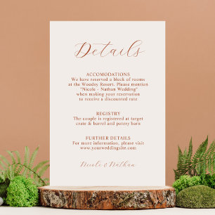 Boho Terracotta Rust Blom Hochzeit Detaljer Encl Tilläggskort