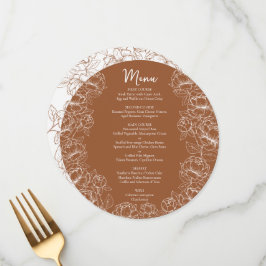 Boho Terracotta Rustic Blommigt Modern Round Bröll Meny
