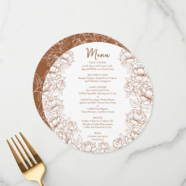 Boho Terracotta Rustic Blommigt Modern Round Bröll Meny