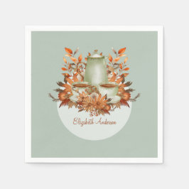 Boho Terracotta Sage Tekopp Floral TILLBEHÖR TILL  Pappersservett