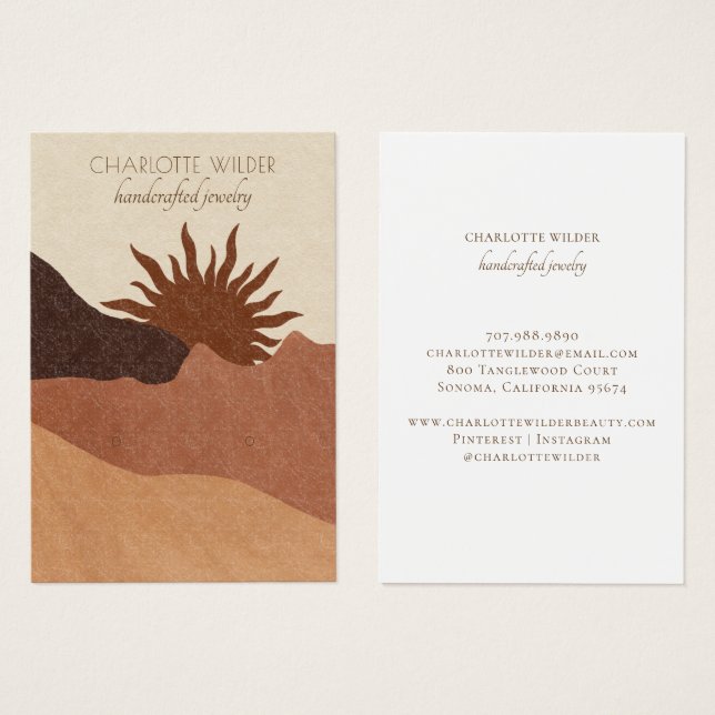 Boho Terracotta Sand Abstrakt Earring Visning Card Visitkort (Framsida & baksida)