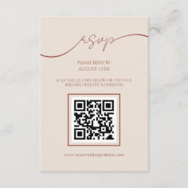 Boho Terracotta Script QR-kodkort Tilläggskort