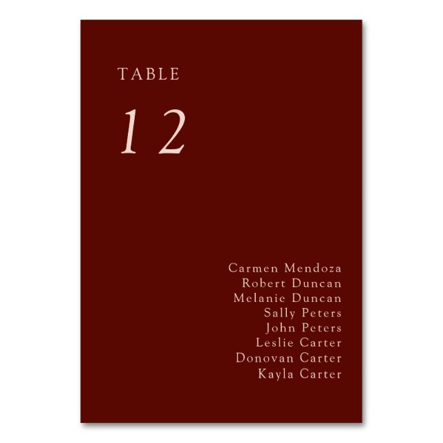 Boho Terracotta Seating Chart Wedding Copper Bordsnummer (Framsidan)