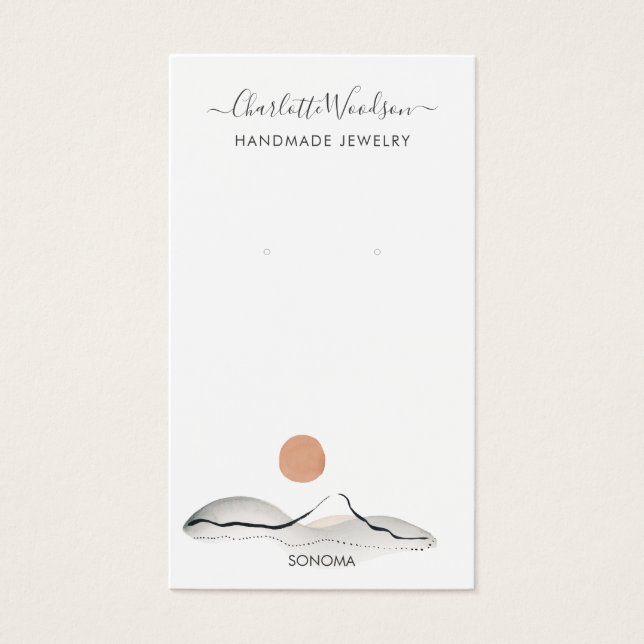 Boho Terracotta Sol Mountain Earring Visning Cards Visitkort (Framsidan)