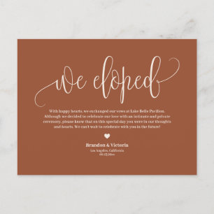Boho Terracotta Söt Script Bröllop Elopement Meddelande Vykort