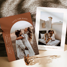 Boho Terracotta Sparar datumet | Modern minimalist Inbjudningar