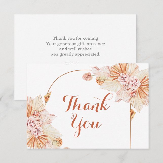 Boho Terracotta tackkort Cards Anteckningskort (Fram/baksida)