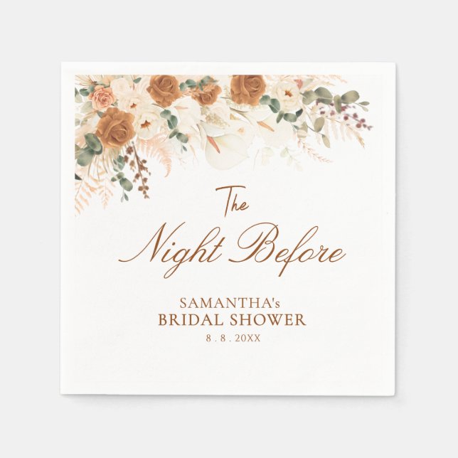 Boho Terracotta The Night Before Bridal Shower Pappersservett (Framsidan)