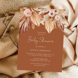 Boho Terracotta Torkad Blommigt Baby Shower Inbjudningar