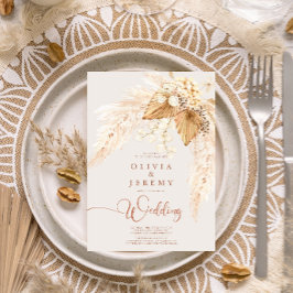 Boho Terracotta Torkade blommor och Pampas Grass I Inbjudningar