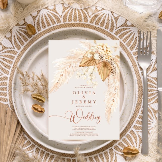 Boho Terracotta Torkade blommor och Pampas Grass I Inbjudningar (Skapare uppladdad)