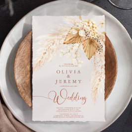 Boho Terracotta Torkade blommor och Pampas Grass Inbjudningar