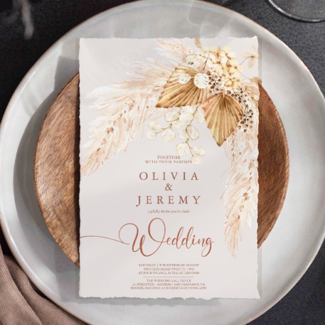 Boho Terracotta Torkade blommor och Pampas Grass Inbjudningar (Skapare uppladdad)