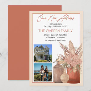 Boho Terracotta Torkade gräs Blommigt Foto Flytta Meddelande