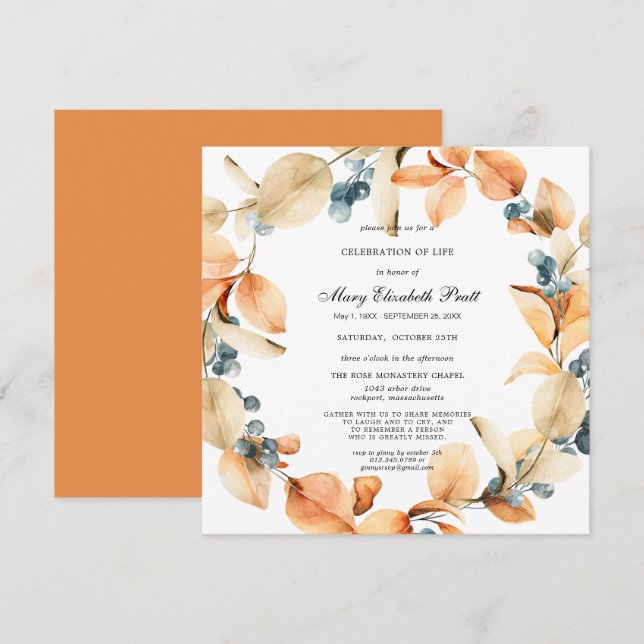 Boho Terracotta torkade Handflatan Firande i livet Inbjudningar (Fram/baksida)