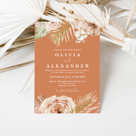 Boho Terracotta Tropical Blommigt och Handflatan b Inbjudningar
