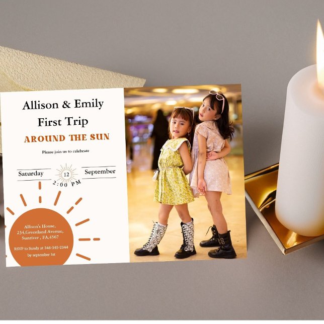 Boho terracotta Twillingars första resa-födelsedag Inbjudningar (Skapare uppladdad)