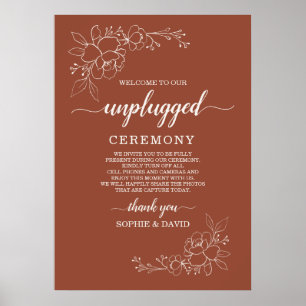 Boho Terracotta Unplugged Bröllop Ceremony-tecken Poster