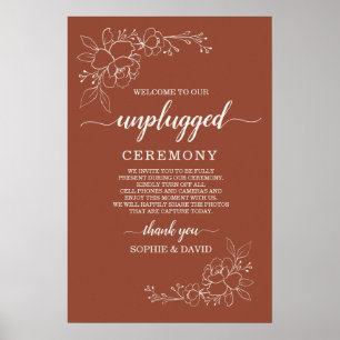 Boho Terracotta Unplugged Bröllopsceremoni-skylt Poster