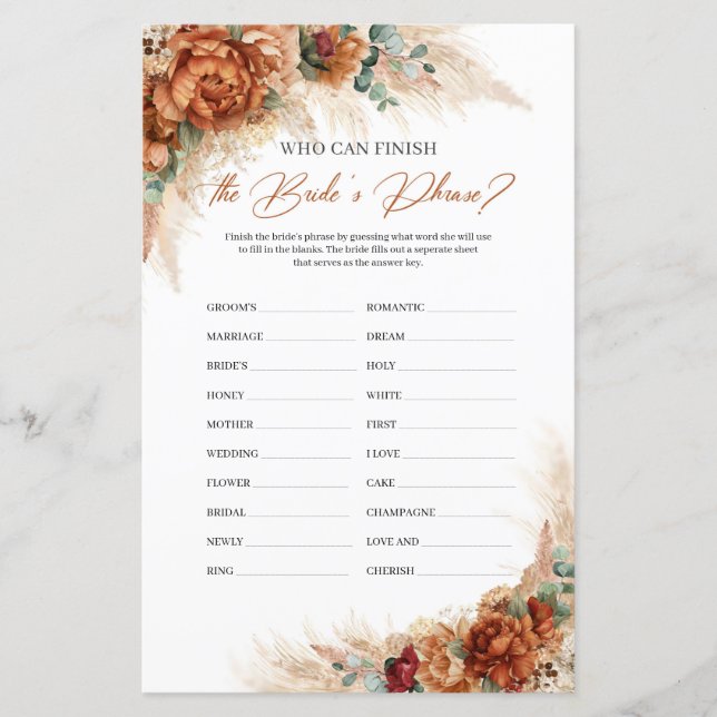 Boho Terracotta Vem kan avsluta Brides fras (Framsida)