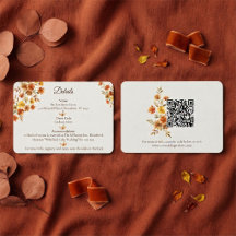 Boho Terracotta Vildblomma Bröllop QR-kod Detaljer