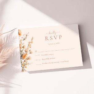 Boho Terracotta Vildblommor Bröllop RSVP-kort OSA Kort