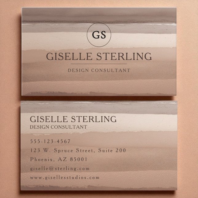 Boho Terracotta Watercolor Abstrakt Monogram Visitkort (Skapare uppladdad)