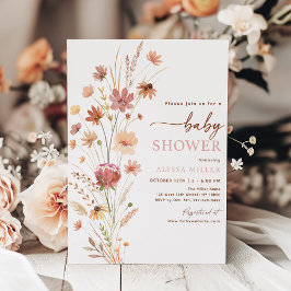 Boho Terracotta WildblomBaby Shower Inbjudningar