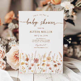 Boho Terracotta WildblomBaby Shower Inbjudningar