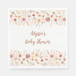 Boho Terracotta WildblomBaby Shower Pappersservett