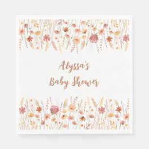 Boho Terracotta WildblomBaby Shower Pappersservett