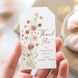 Boho Terracotta WildblomBaby Shower Presentetikett