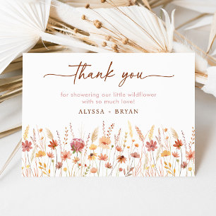 Boho Terracotta WildblomBaby Shower Tack Kort