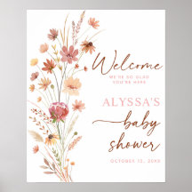 Boho Terracotta WildblomBaby Shower Välkommen