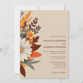 Boho Terracotta Wildbloms Blommigt Fall Wedding Inbjudningar