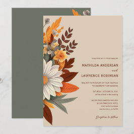 Boho Terracotta Wildbloms Blommigt Fall Wedding Inbjudningar