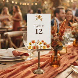 Boho Terracotta Wildflower Fall Wedding Bordsnummer