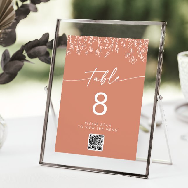 Boho Terracotta Wildflower QR Code Table Numbers Inbjudningar (Skapare uppladdad)