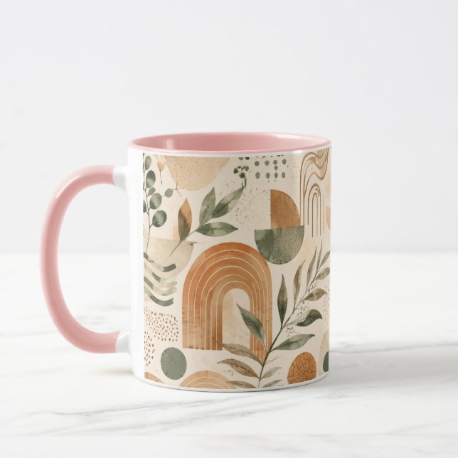 Boho Terrakotta Abstrakt Morgonkaffekopp Present Mugg (Vänster)