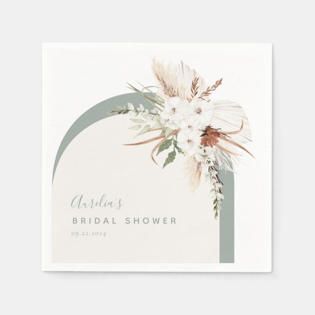 Boho Terrakotta Blommig Båge Servetter (Framsidan)